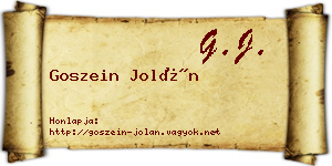 Goszein Jolán névjegykártya